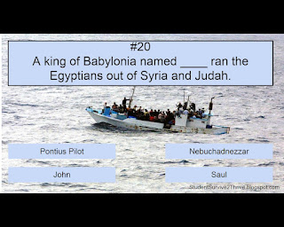 A king of Babylonia named ____ ran the Egyptians out of Syria and Judah. Answer choices include: Pontius Pilot, Nebuchadnezzar, John, Saul