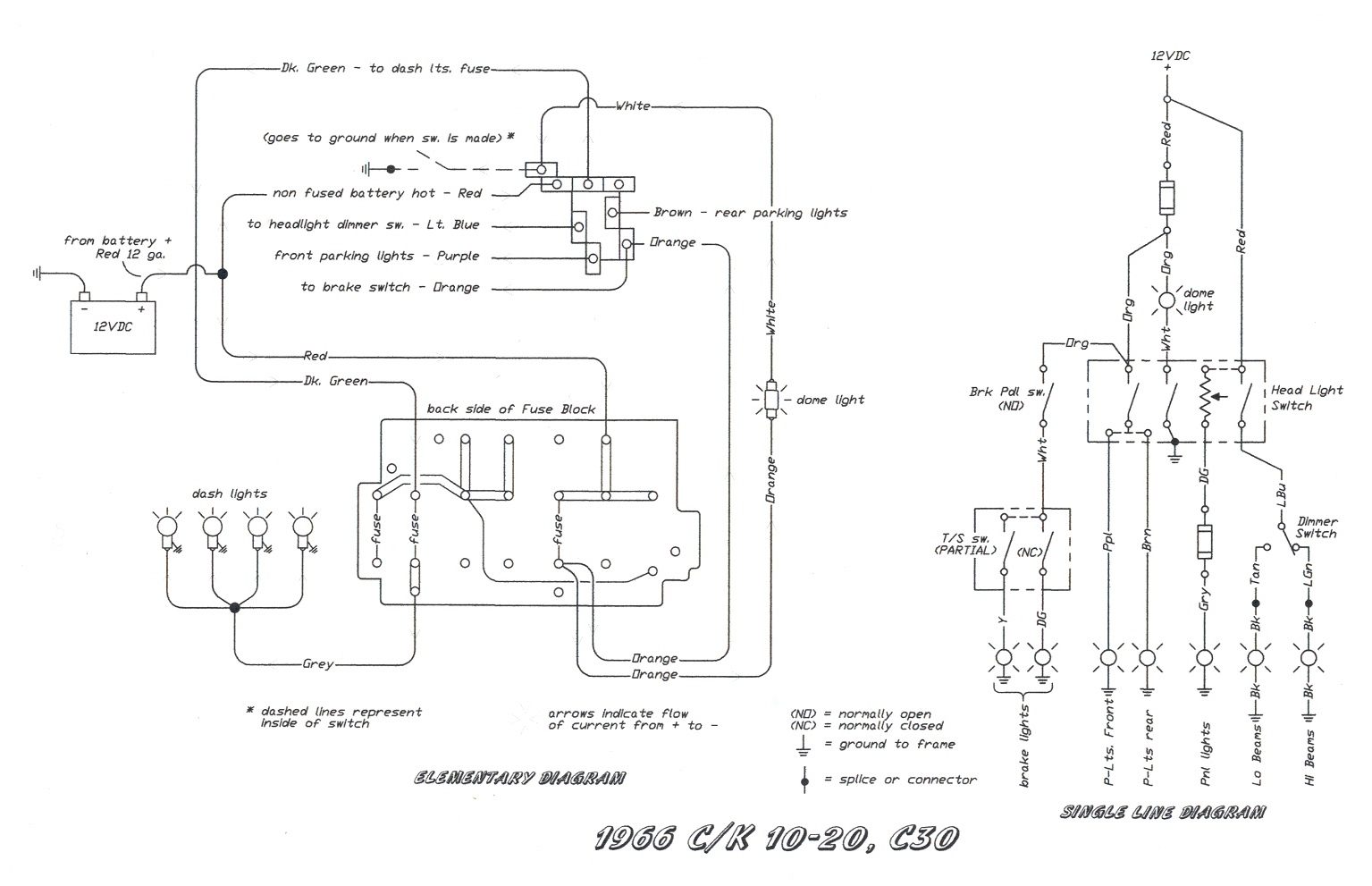 Free Auto Wiring Diagram: 1966 Chevrolet C/K10,20 & C30 Truck Headlight Wiring