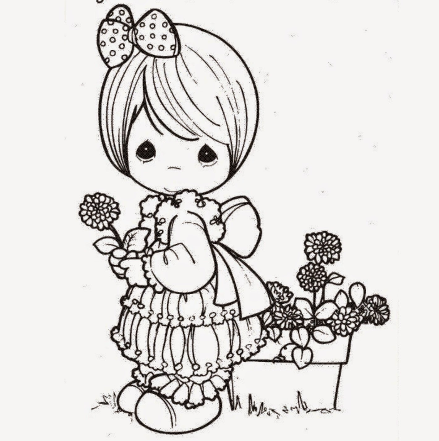 Download colours drawing wallpaper: Beautiful Precious Moments Girl Coloring Page for Kids of a Cute ...