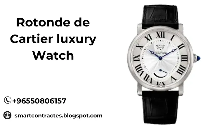 Picture of the Rotonde de Cartier luxury Watch with a black leather strap