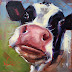 ORIGINAL CONTEMPORARY COW Painting on Panel in OILS by OLGA WAGNER