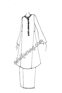  Baju  Kurung  Pahang Sketch Coloring Page