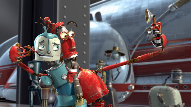 Render en 3D de la película Robots con los personajes Rodney y Fender