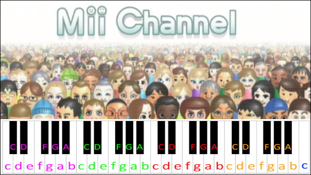 Mii Channel Theme (Hard Version) Piano / Keyboard Easy Letter Notes for Beginners