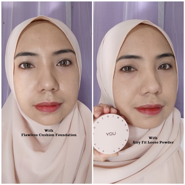 Review YOU NoutriWear+ Flawless Cushion Foundation and Airy Fit Loose Powder