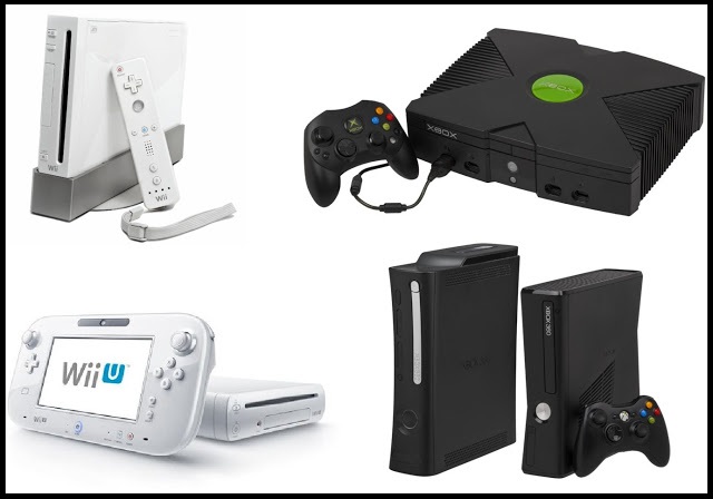 Wii, original Xbox, Wii U, and Xbox 360 consoles