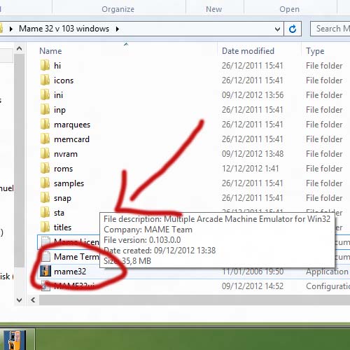 Jika sudah kemudian cari file yang bernama mame32 klik 2kali file ...