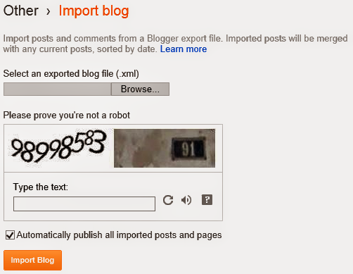 Restore XML Document into Blogger Blog