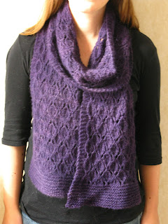 Forest walk scarf knitting pattern by Littletheorem, quick easy knit lace scarf