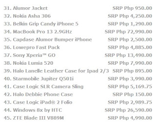 page 3 Price list for laptops, cellphone, tablets, and all other electronic devices