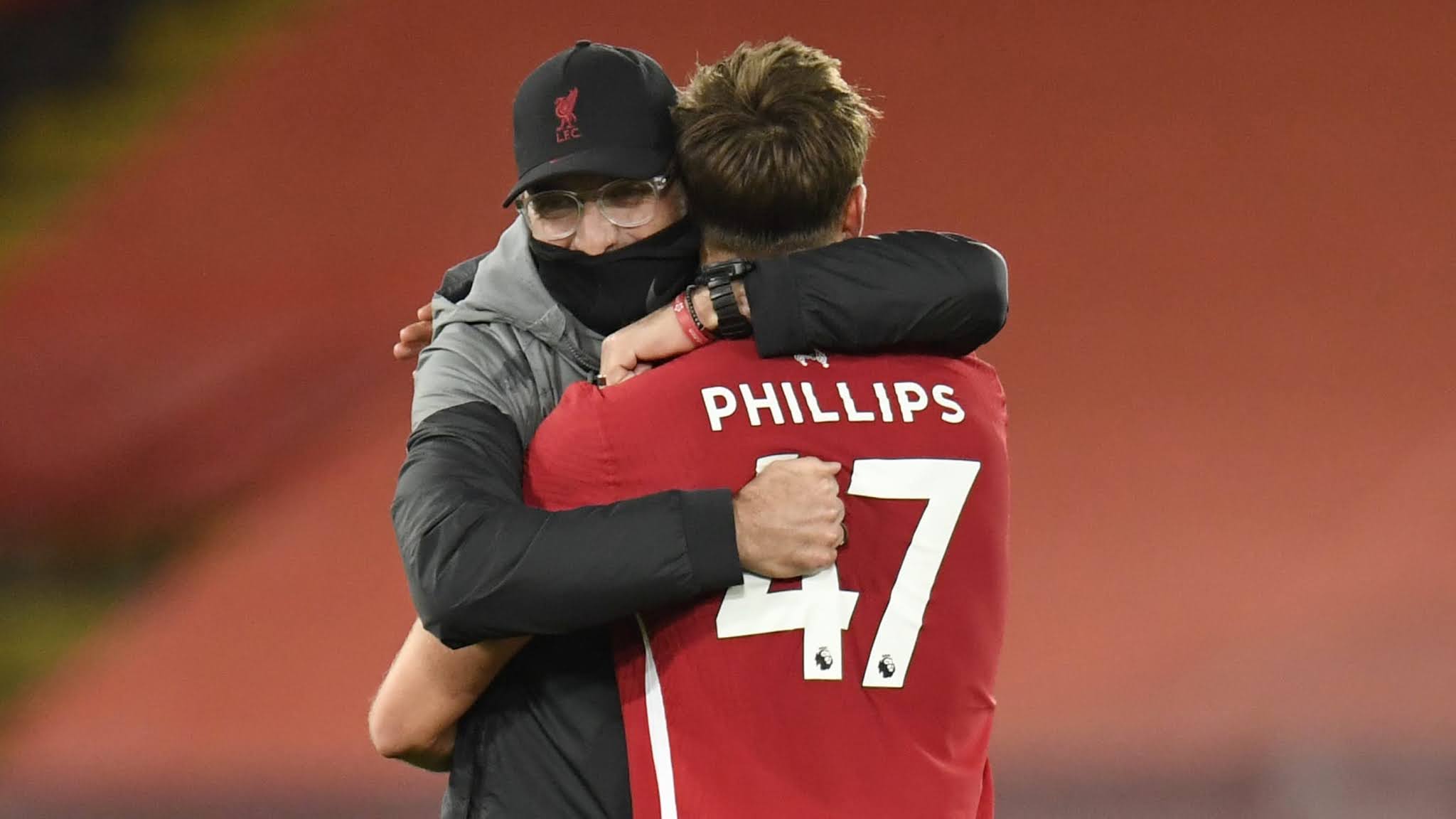 Jurgen Klopp and Nathaniel Phillips against West Ham United.