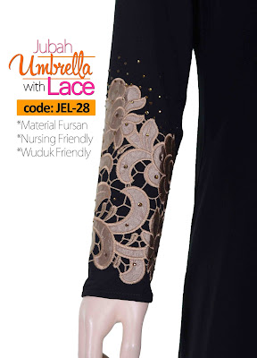 Jubah Umbrella Lace JEL-28 Black Tangan 1