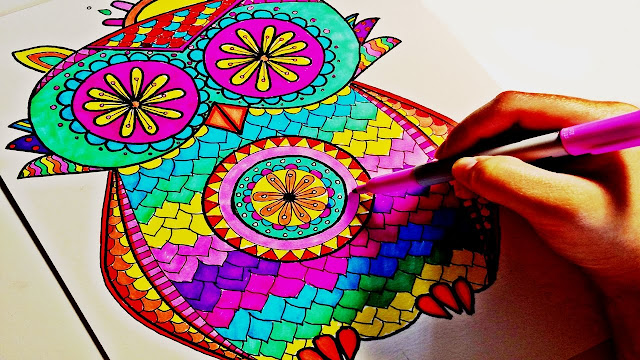 Sharpie-Color Time- Owl Mandala 