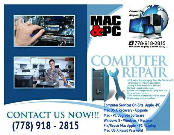 Computer Service Mac / PC Laptop repair recovery software