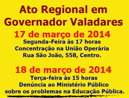 Ato regional e greve nacional dos educadores.
