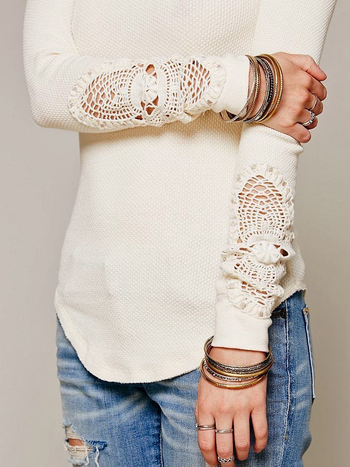 White Arm Lace Full Sleeves Shirt