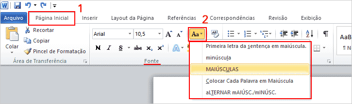 Converter letras para maiúsculas, minúsculas no Word