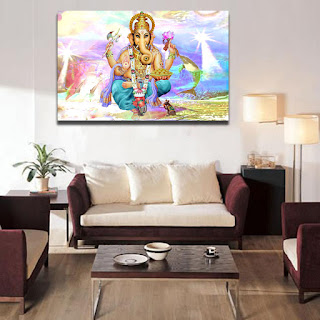 Ganesha Paintings Modern Art on Canvas