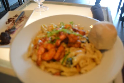 " Shrimp and chicken pasta from hotel Torarica in Paramaribo"