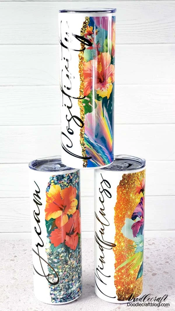 Get ready for the new year with a holographic sublimation tumbler wrap featuring a power word affirmation!   It's the 2nd Day of Christmas and I'm gifting you Tumbler Wraps with Power Words!