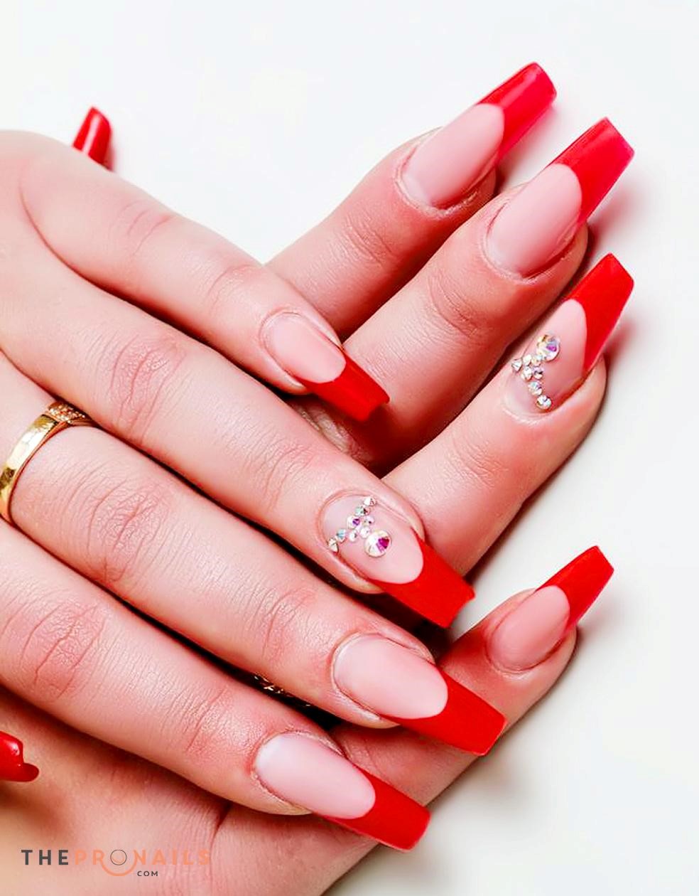 Elegant Red French Tip Stiletto Nails Looking for something bling something extra glam to complete your outfits?