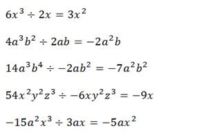 Lectura de la Unidad 2 de Algebra: DIVISION DE MONOMIOS