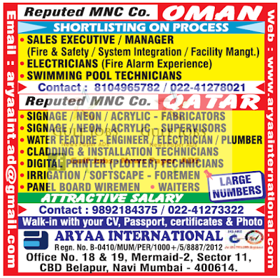 Reputed MNC Co Jobs for Oman & Qatar