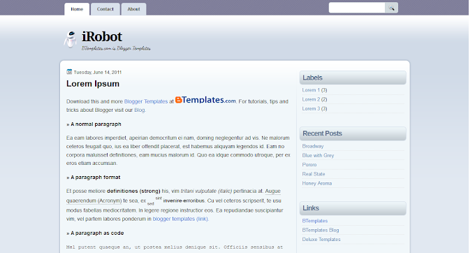 iRobot Blogspot Template