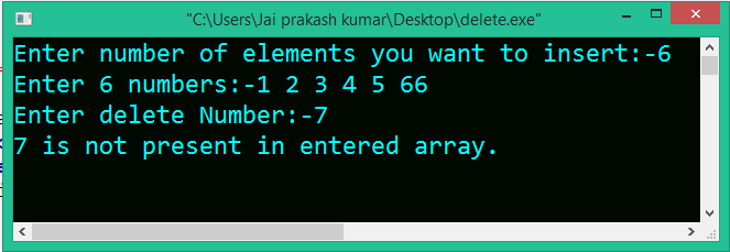 Program in C to delete an number from an array