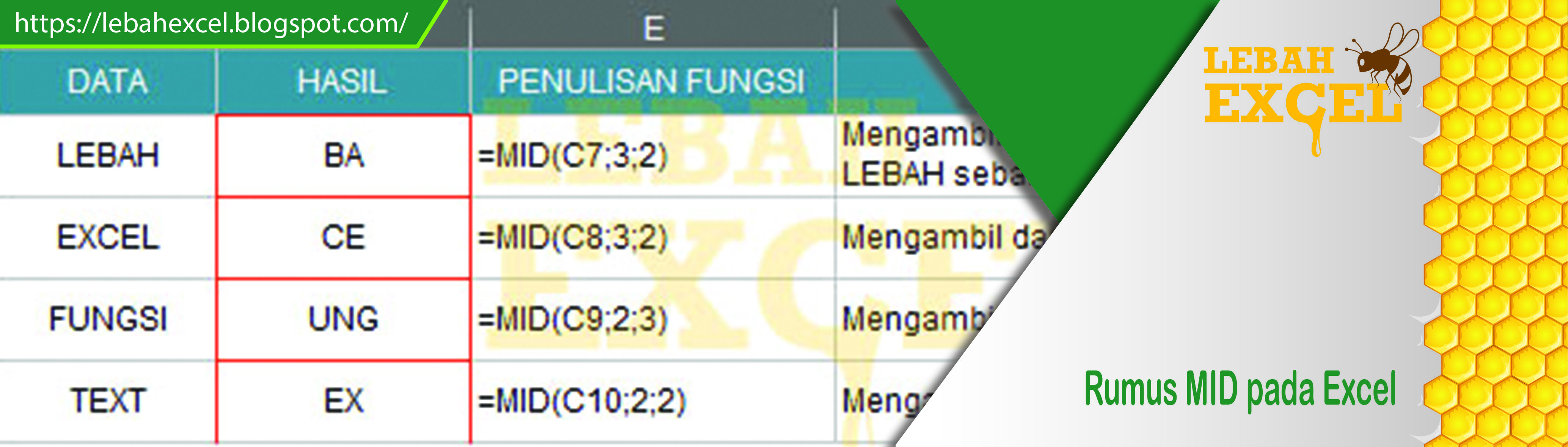 Fungsi MID pada Excel