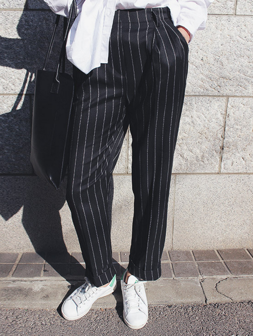 Relaxed Pinstriped Trousers