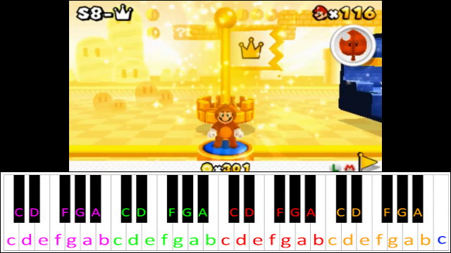 Special 8 Map / World (Crown) - Super Mario 3D Land Piano / Keyboard Easy Letter Notes for Beginners