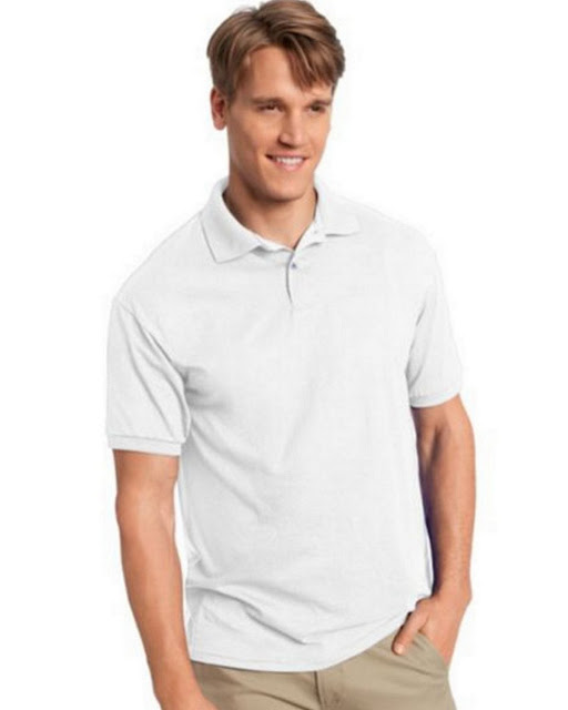 Hanes 054X Mens Comfortblend Jersey Polo -White – XL