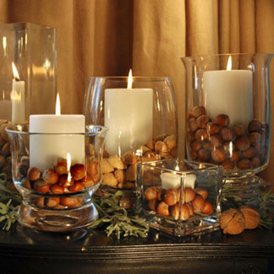 Fall wedding centerpieces with candles