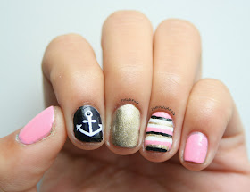 Pink Nautical Nails
