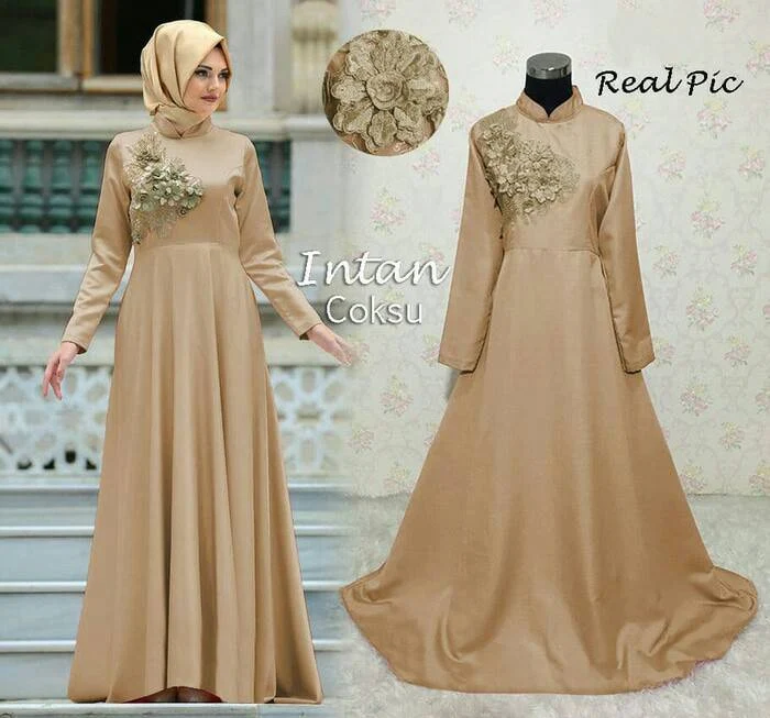 30 Model Baju Gamis Pesta Keren Fashion Modern Dan Terbaru - Gambar baju gamis pesta
