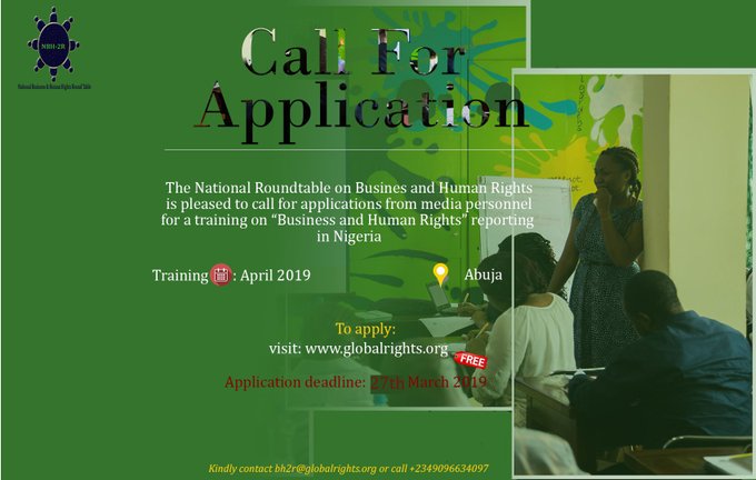 Call for Application: Media Training Workshop on Business and Human Rights Reporting in Nigeria 2019
