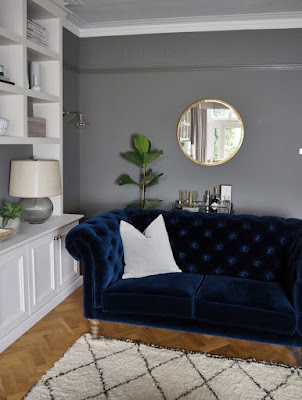 blue and grey living room