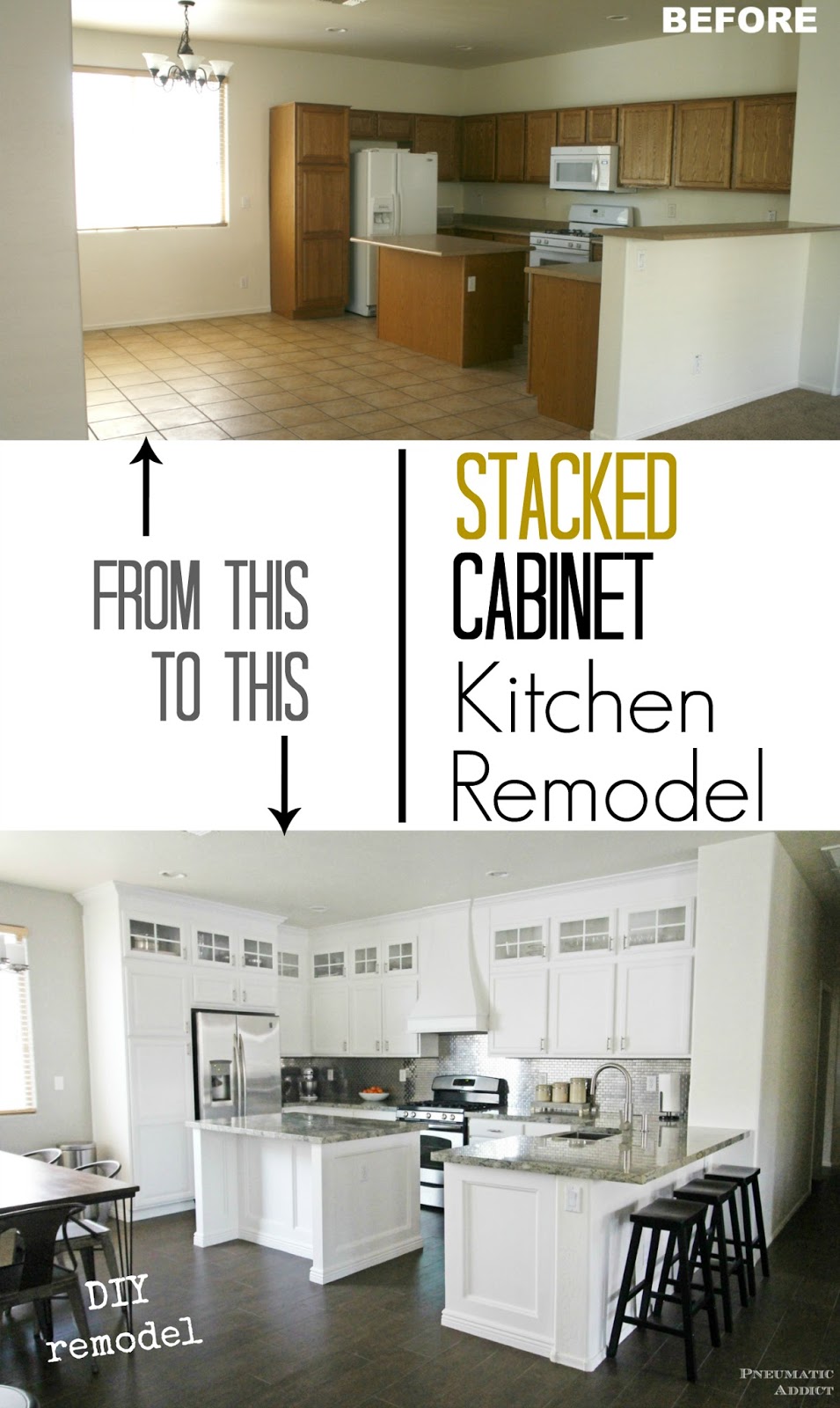 Pneumatic Addict Stacked Cabinet Kitchen Makeover
