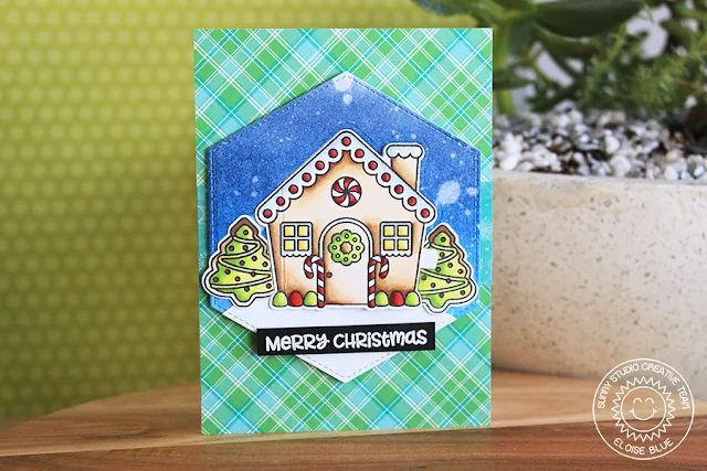 Sunny Studio Stamps: Jolly Gingerbread Interactive Opening House Christmas Card by Eloise Blue