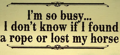 I'm so busy I don't know if I found a rope or lost my horse