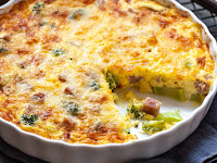 Cheesy Crustless Quiche with Broccoli and Ham