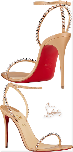 ♦Brown Christian Louboutin So Me Spike red sole sandals #christianlouboutin #shoes #brown #brilliantluxury