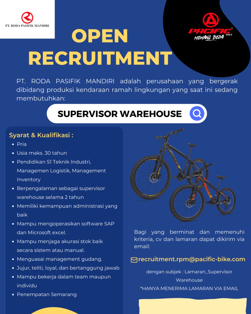 Loker PT Roda Pasifik Mandiri April 2024 di Semarang