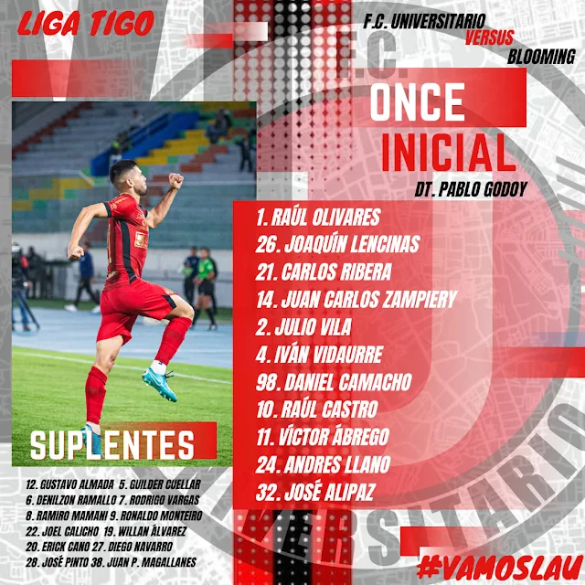 Alineaciones Universitario de Vinto vs Blooming