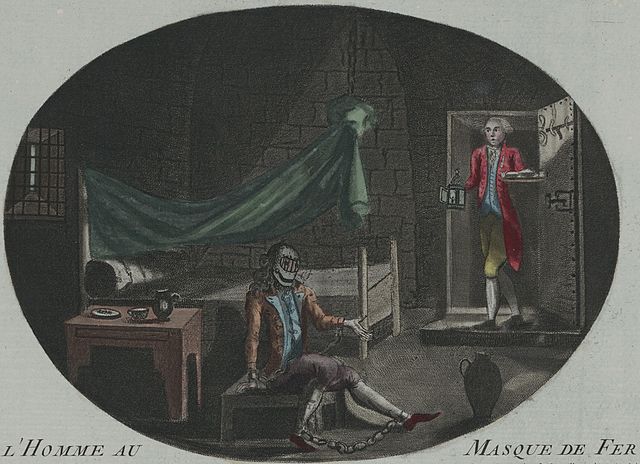 "The Man in the Iron Mask". Anonymous print (etching and mezzotint, hand-colored) from 1789.