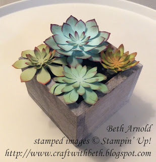 Craft with Beth: Oh So Succulent Succulent Succulent Framelits Home Decor Cloche arrangement terrarium greenhouse sponging stampin up wreath