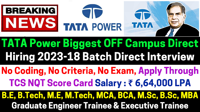 Tata Power Biggest Off Campus Drive 2023