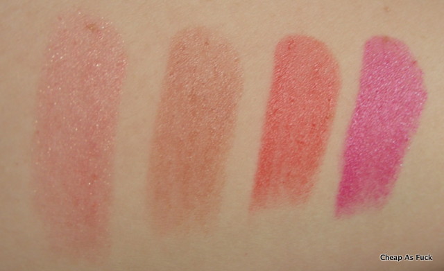 Revlon ColorBurst Lip Butter in Peach Parfait, Fig Jam, Candy Apple, Lollipop