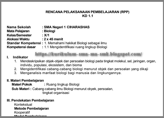 RPP Semester 1 Semester 2 Biologi Peminatan SMA Kelas X Kurikulum 2013 Revisi 2017 Update 2018